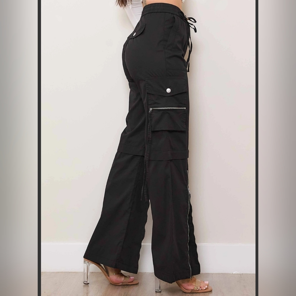 #84 🛑M BOHO CHIC FABULOUS WIDE LEG CARGO PANTS - Picture 2 of 10